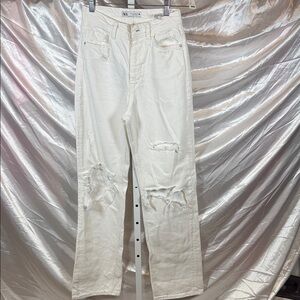 Zara Off-White Denim Pants